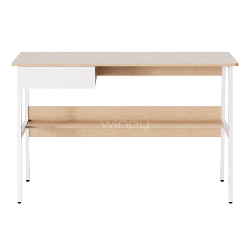 Escritorio con Gaveta y Estante Xtech (120 x 60 x 76 cm, Hasta 40 kg, Roble y Blanco)