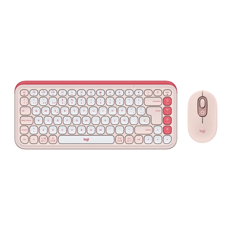 Kit Teclado + Mouse Logitech POP Icon (Bluetooth, Español, Rosado)