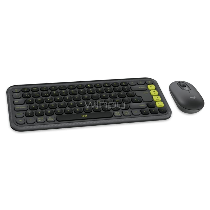 Kit Teclado + Mouse Logitech POP Icon (Bluetooth, Español, Grafito/Verde)
