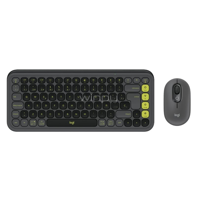 Kit Teclado + Mouse Logitech POP Icon (Bluetooth, Español, Grafito/Verde)