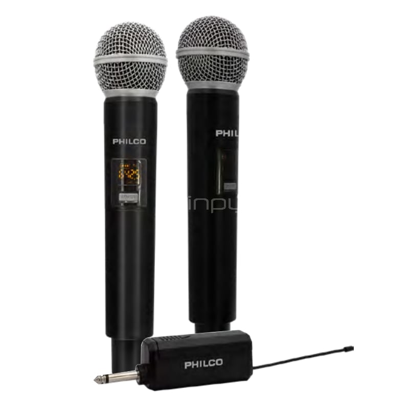Kit Micrófonos Inalámbricos Philco Pro (2 Unidades, UHF, hasta 60 metros)