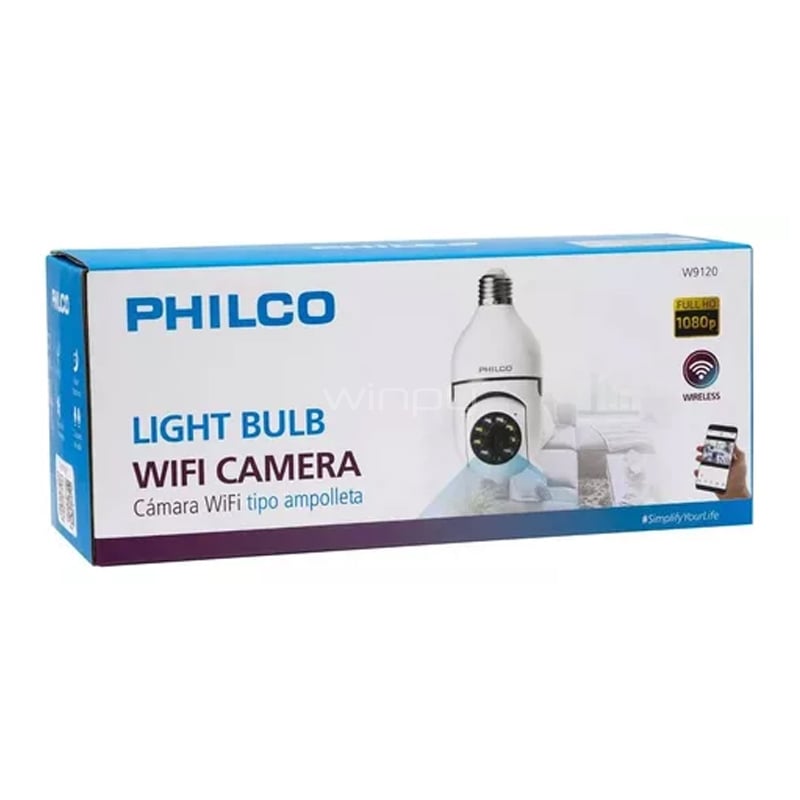 Cámara Wi-Fi Philco Tipo Ampolleta (Soquete E27, 2.0MP, H.265/20FPS, Ranura Micro SD)