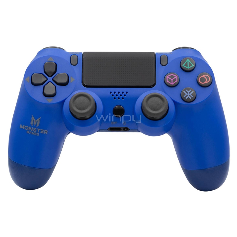 Joystick Inalámbrico Monster Games (Bluetooth, PS4, Doble Vibración, Azul)