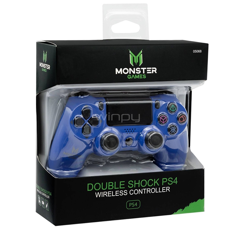 Joystick Inalámbrico Monster Games (Bluetooth, PS4, Doble Vibración, Azul)