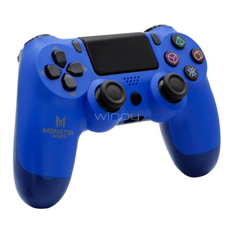 Joystick Inalámbrico Monster Games (Bluetooth, PS4, Doble Vibración, Azul)