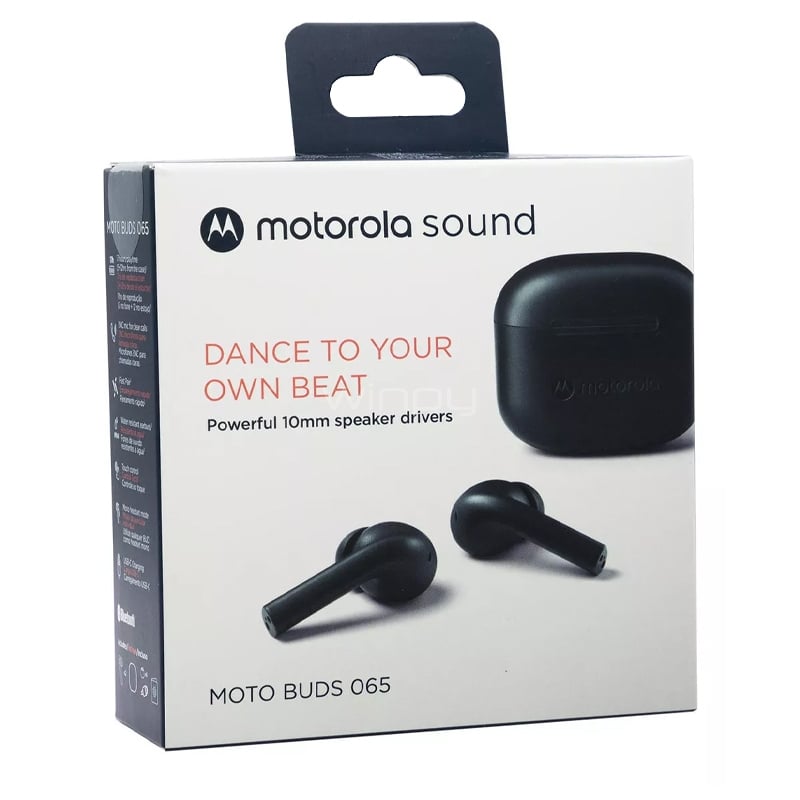 Audífonos Bluetooth Motorola Moto Buds 065 (True Wireless, IPX4, Negro)
