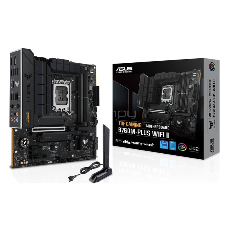 Placa Madre ASUS TUF GAMING B760M-PLUS WIFI II (LGA1700, DDR5 4800/7800MHz, M.2 x3, MicroATX)