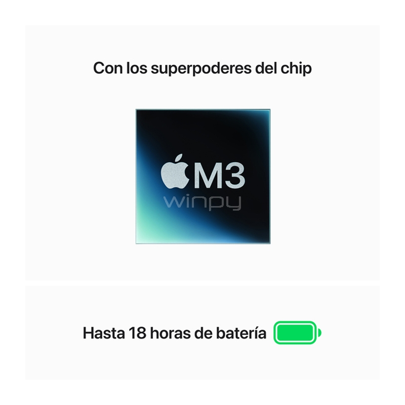 Apple MacBook Air de 15.3“ (Chip M3, 16GB RAM, 256GB SSD, Principios 2024, Space Gray)
