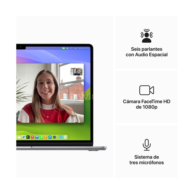 Apple MacBook Air de 15.3“ (Chip M3, 16GB RAM, 256GB SSD, Principios 2024, Space Gray)