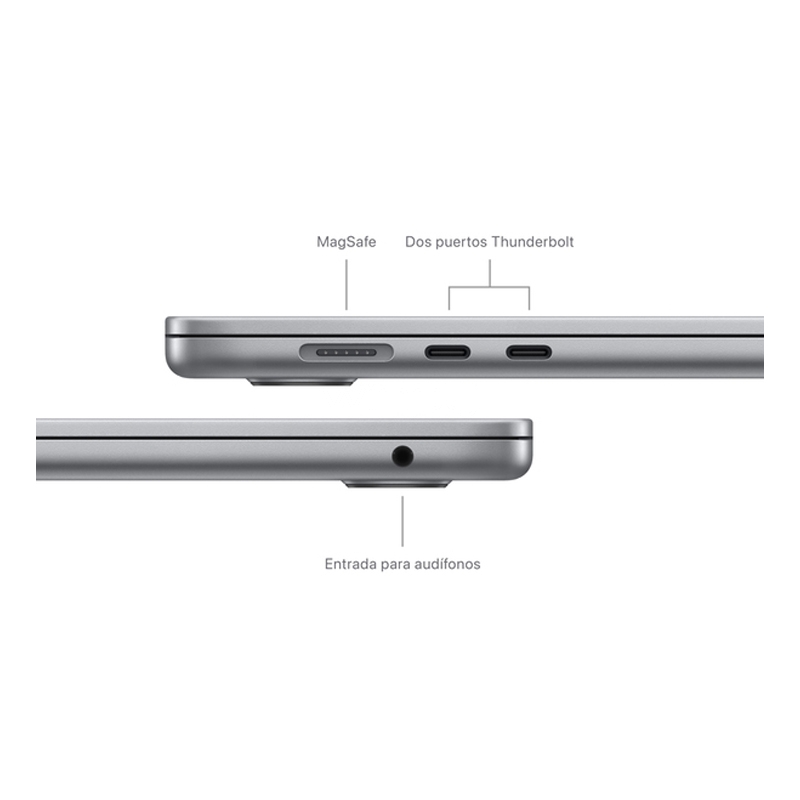 Apple MacBook Air de 15.3“ (Chip M3, 16GB RAM, 256GB SSD, Principios 2024, Space Gray)