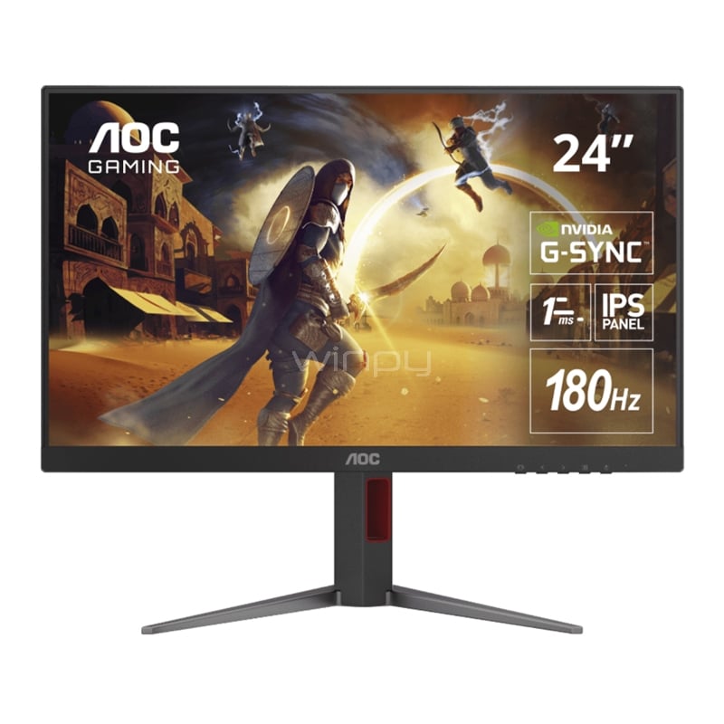 Monitor Gamer AOC 24G4 de 23.8“ (IPS, Full HD, 180Hz, 1 ms, HDMI, HDR10, G-Sync, Vesa)