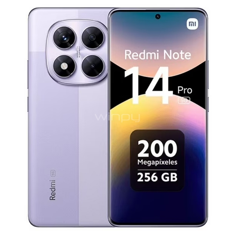 Celular Xiaomi Redmi Note 14 Pro 5G de 6.67“ (Octacore, 8GB RAM, 256GB Internos, Lavender Purple)