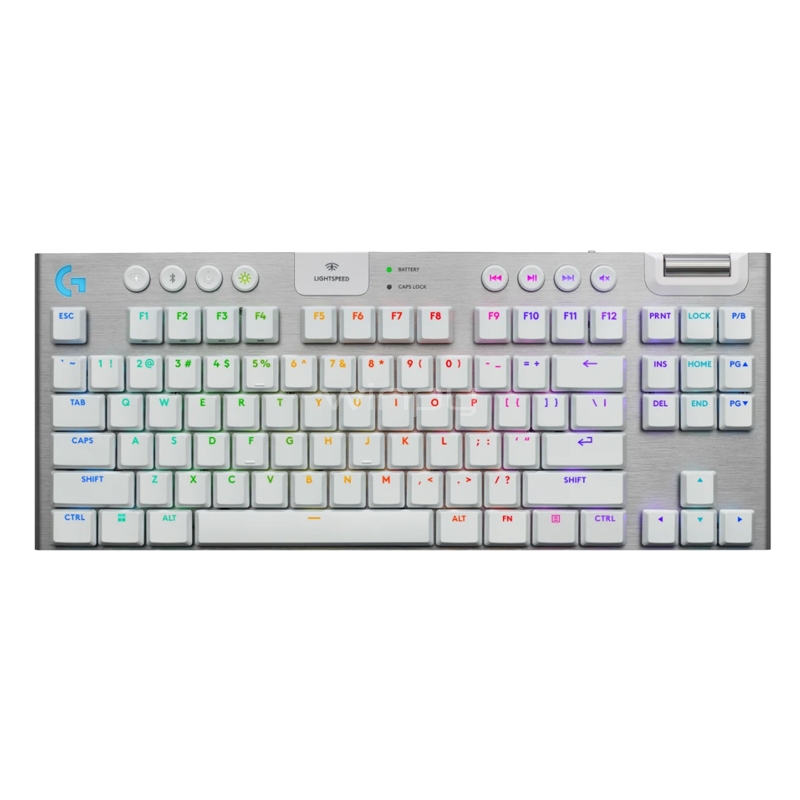 Teclado Mecánico Logitech G915 X LIGHTSPEED TKL (Bluetooth/USB, Switch GL Táctil, Inglés, Blanco)