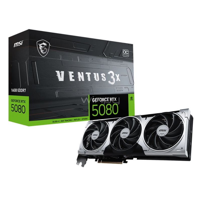 Tarjeta gráfica MSI GeForce RTX 5080 VENTUS 3X OC PLUS de 16GB GDDR7