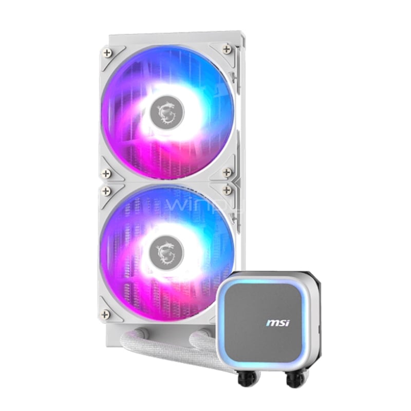 Refrigeración Líquida MSI MAG CORELIQUID A13 240 WHITE (LGA1851/AM5, 120mm x2, 3800rpm, Blanco)