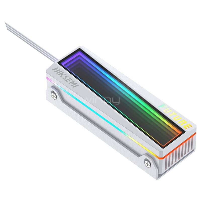 Disipador Térmico Hiksemi FUTURE para SSD (RGB, Espejo Infinito, Blanco)