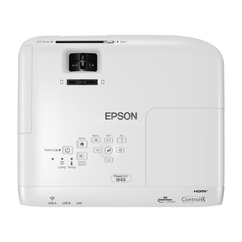 Proyector Epson PowerLite W49 (3LCD, 3.800 Lúmenes, WXGA, HDMI, USB/ LAN)