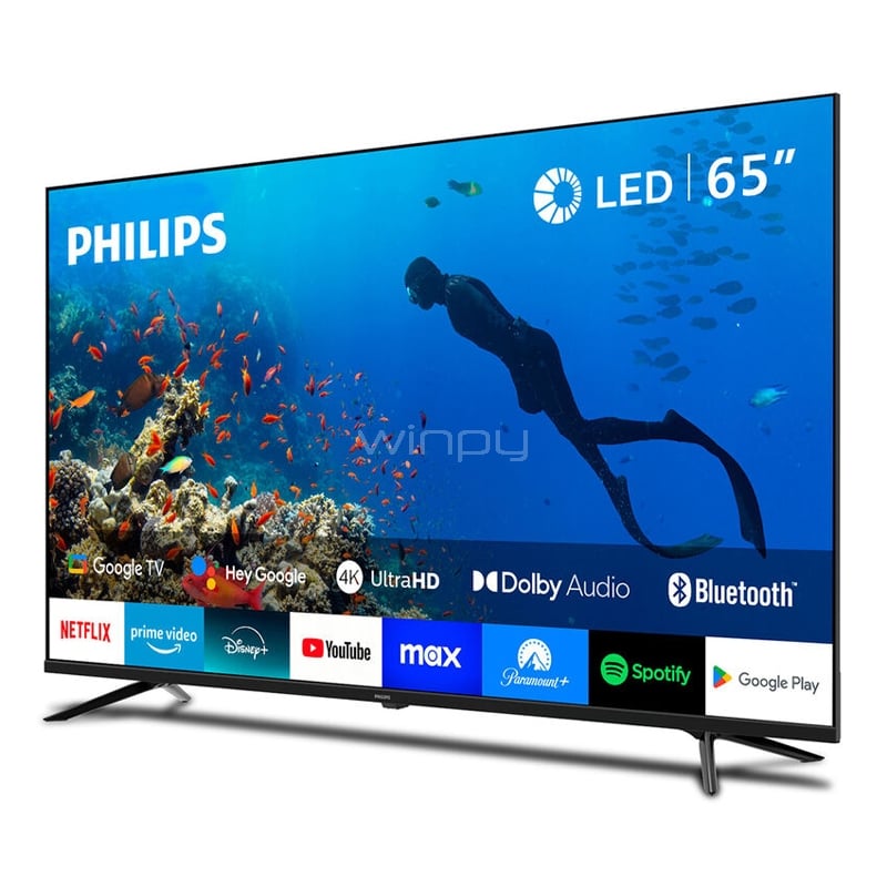 Televisor Philips Smart TV 4K de 65“ (LED, UHD, HDR10, HDMI, Wi-Fi, Google TV)