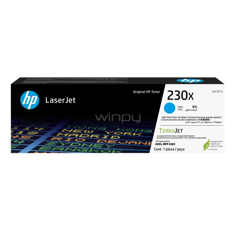 Tóner Original Hp LaserJet 230X (5.500 págs, Cian)