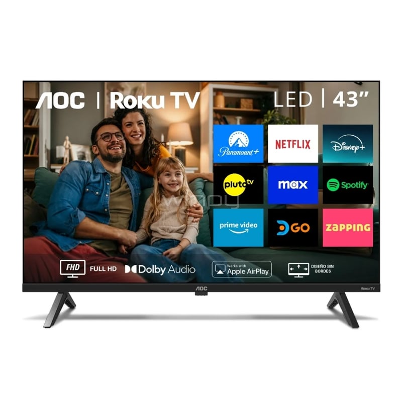 Televisor AOC Smart TV de 43“ (LED, Full HD, HDMI+Wi-Fi, Roku)