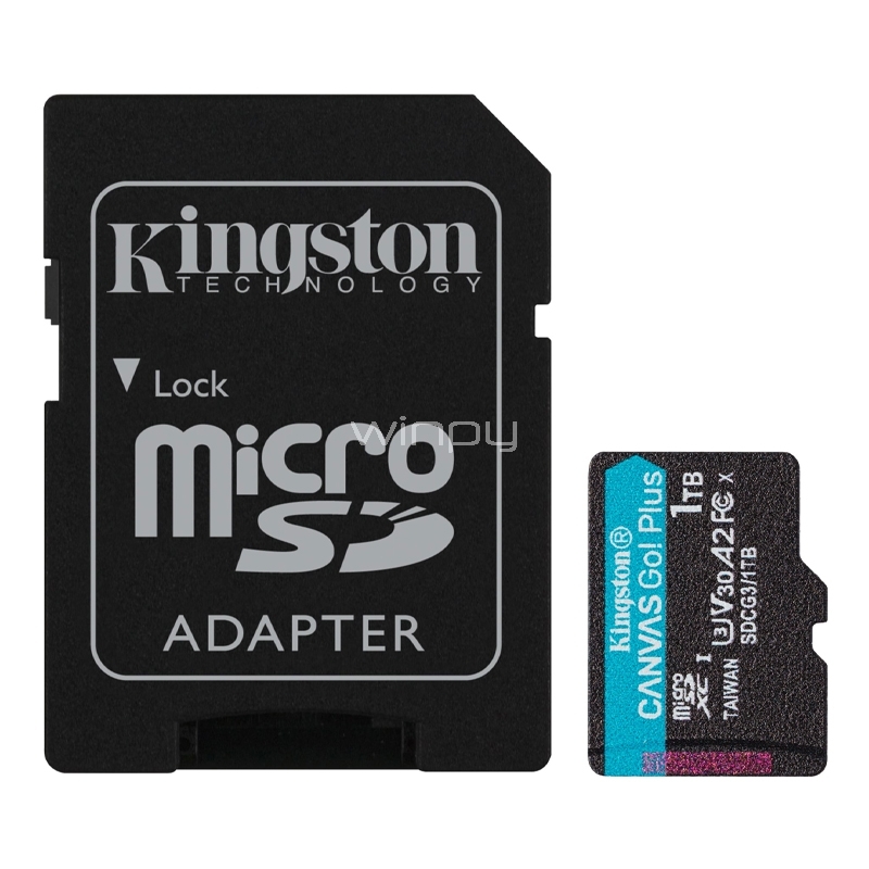 Tarjeta MicroSD Kingston Canvas Go! Plus de 1TB (U3, V30, hasta 170MB/s, Adaptador SD)