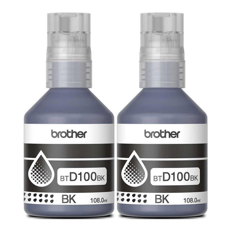 Pack de 2 Tintas Brother BTD100BK Ultra Rendimiento (15.000 páginas, Negro)