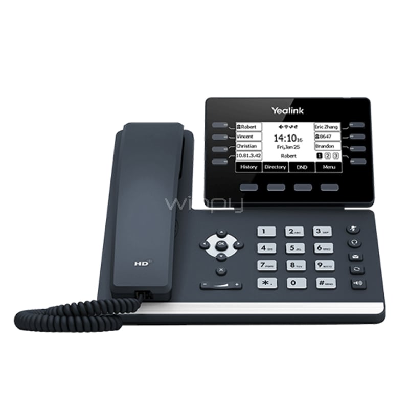 Teléfono IP Yealink SIP-T53W (Pantalla 3.7“, Audio HD, 12 cuentas SIP, PoE, Bluetooth/ Wi-Fi)