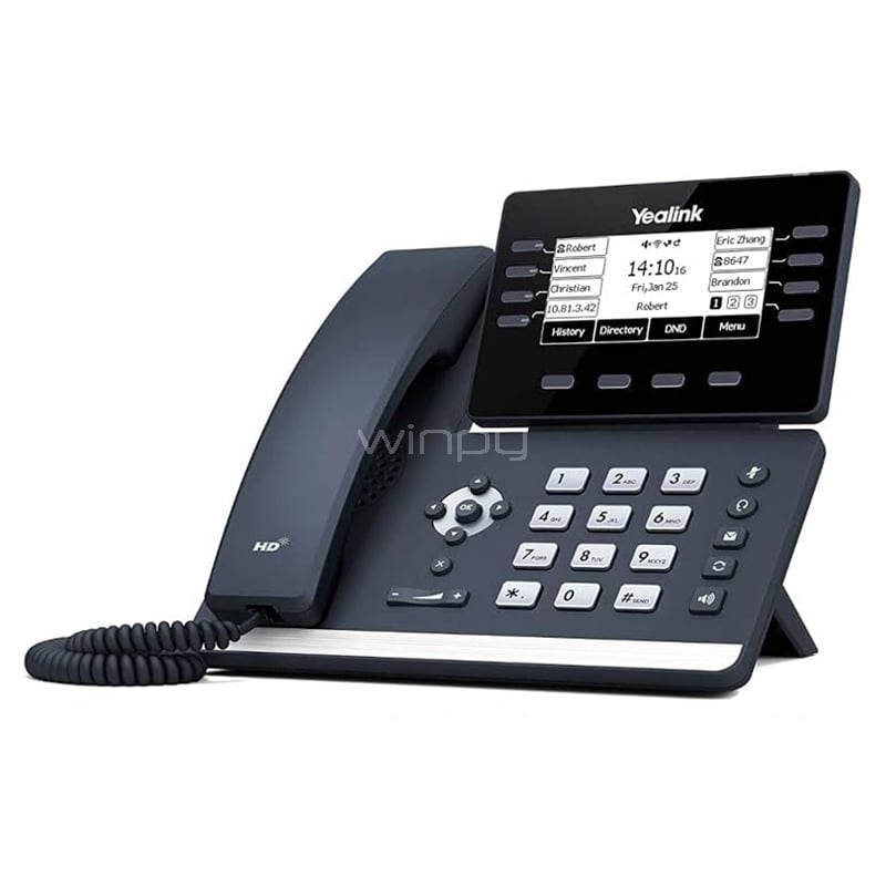 Teléfono IP Yealink SIP-T53W (Pantalla 3.7“, Audio HD, 12 cuentas SIP, PoE, Bluetooth/ Wi-Fi)