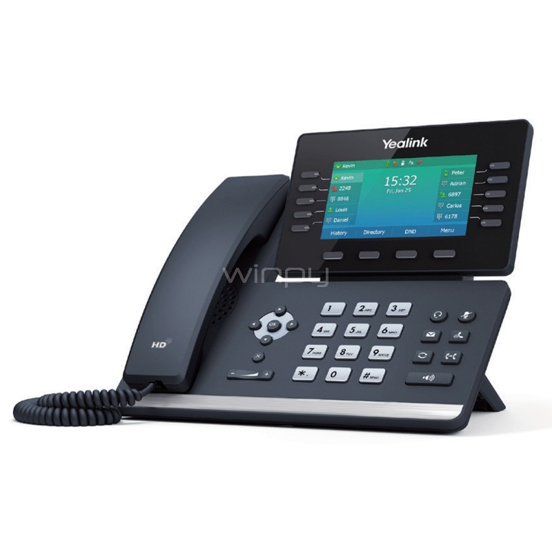 Teléfono IP Yealink SIP-T54W (Pantalla Color 4.3“, Audio HD, Hasta 16 cuentas SIP, Bluetooth/ Wi-Fi)