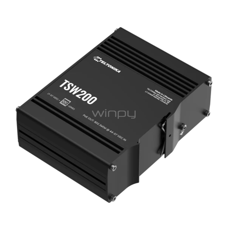 Switch Industrial Teltonika TSW200 de 8 Puertos (LAN, PoE, 2 Puertos de Fibra SFP)