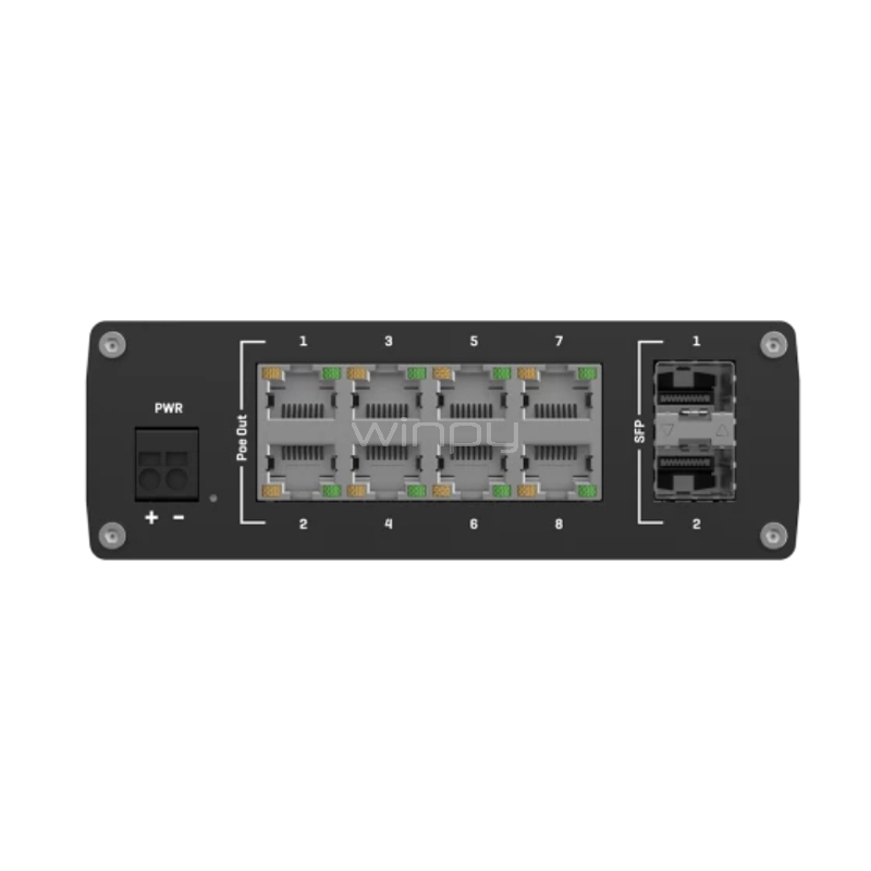 Switch Industrial Teltonika TSW200 de 8 Puertos (LAN, PoE, 2 Puertos de Fibra SFP)