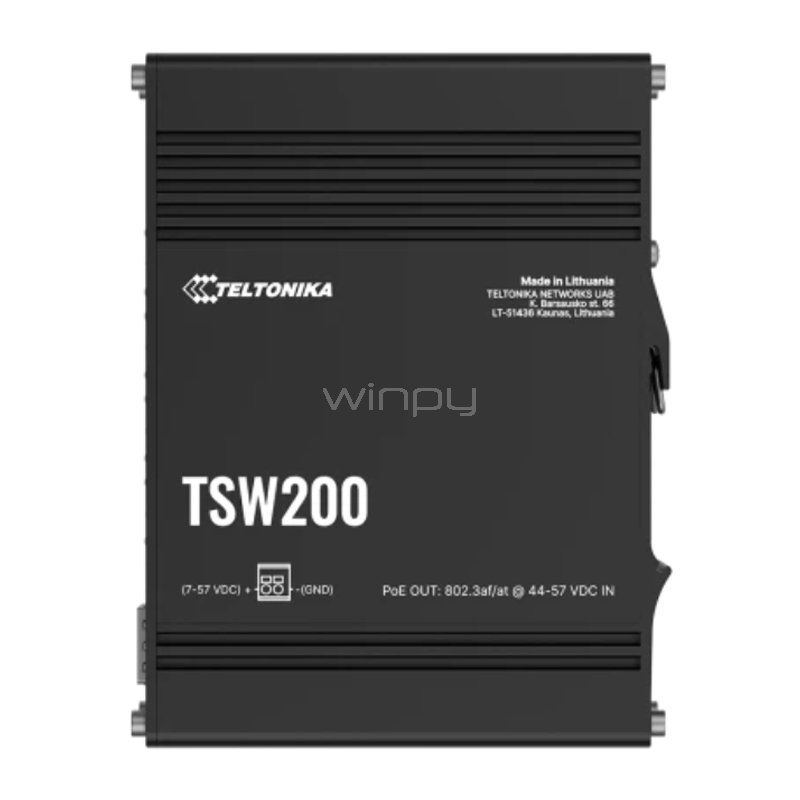 Switch Industrial Teltonika TSW200 de 8 Puertos (LAN, PoE, 2 Puertos de Fibra SFP)