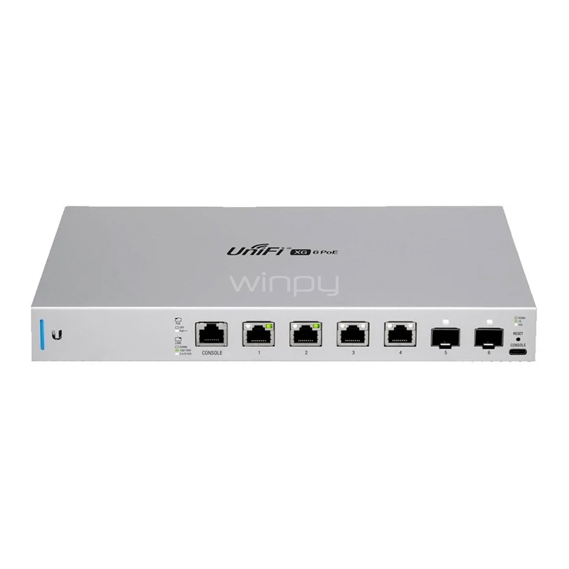 Switch Ubiquiti UniFi de 6 Puertos (Gestionable, SFP+, 120 Gbps, PoE, 60W)