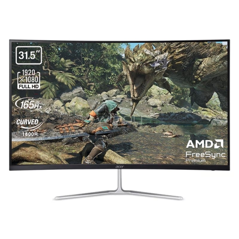 Monitor Gamer Acer Nitro ED0 de 31.5“ Curvo (VA, Full HD, 180Hz, 1ms, DP+HDMI, FreeSync, VESA)