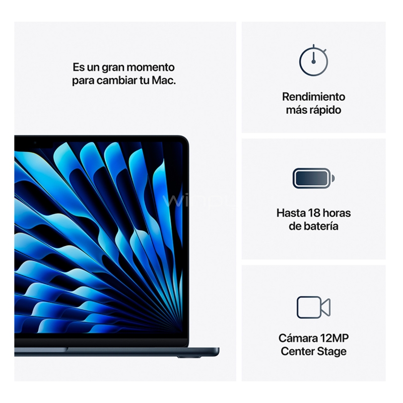 Apple MacBook Air de 13.6“ (Chip M4, GPU 10 núcleos, 16GB RAM
