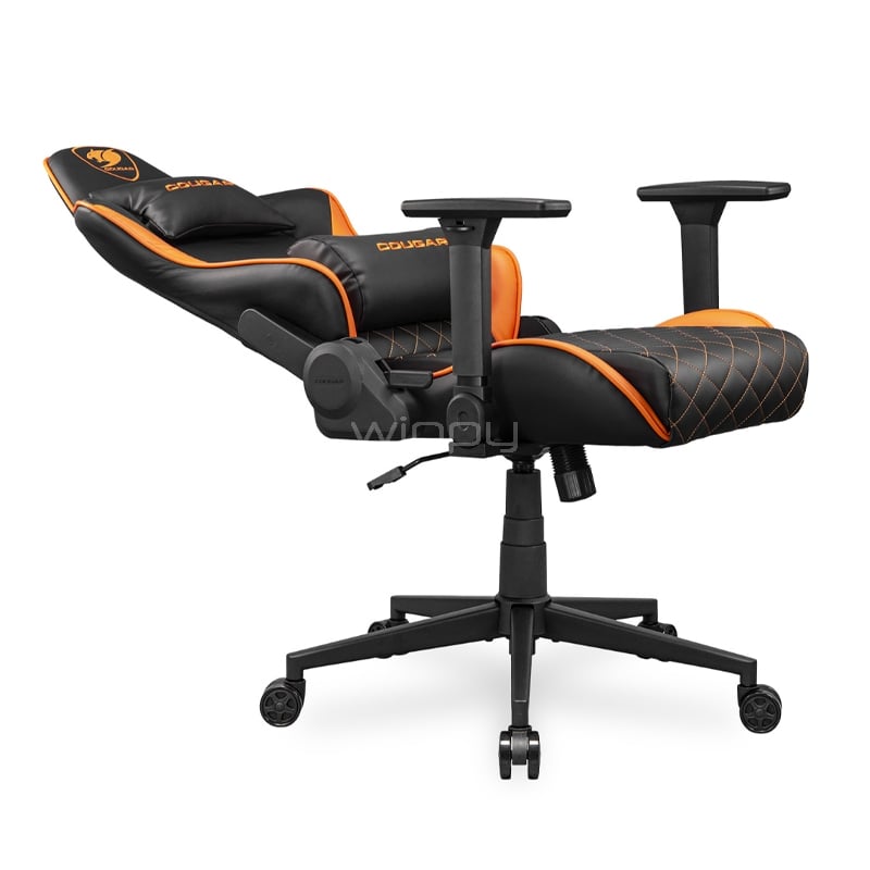 Silla Gamer Cougar Armor One V2 (Cojín Lumbar, Ajustable, Reposabrazos 4D, hasta 120Kg, Negro/Naranja)