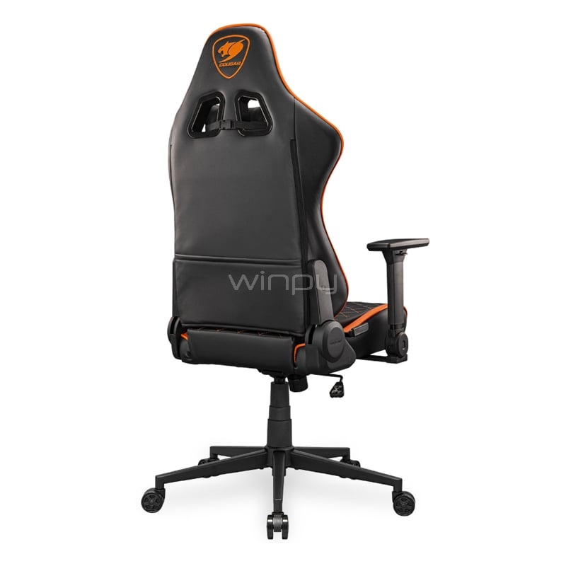 Silla Gamer Cougar Armor One V2 (Cojín Lumbar, Ajustable, Reposabrazos 4D, hasta 120Kg, Negro/Naranja)