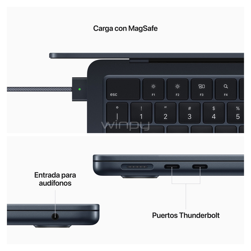 Apple MacBook Air de 13.6“ (Chip M2, GPU 8 núcleos, 16GB RAM
