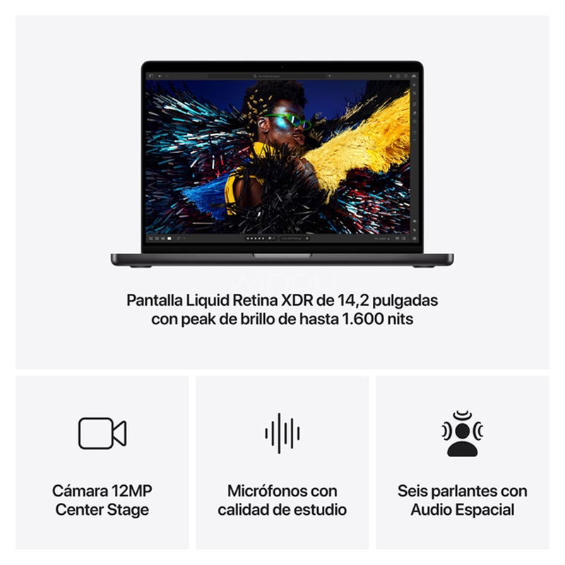 Apple MacBook Pro de 14.2“ (Chip M4 Pro, GPU 20 núcleos, 24GB RAM, 1TB SSD, Space Black)