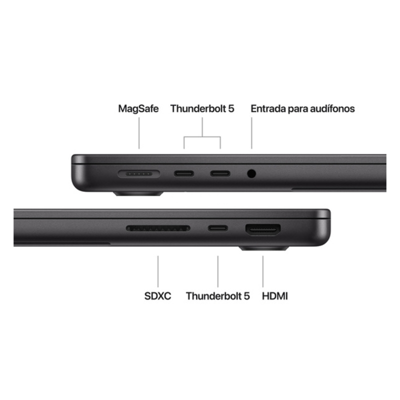 Apple MacBook Pro de 14.2“ (Chip M4 Pro, GPU 20 núcleos, 24GB RAM, 1TB SSD, Space Black)