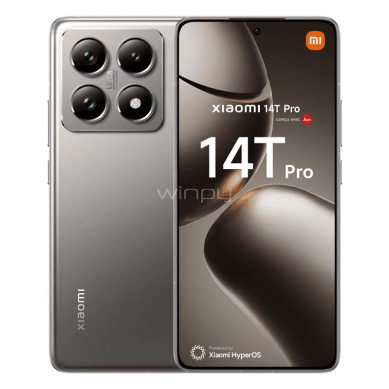 Celular Xiaomi 14T Pro EU de 6.67“ (OctaCore, 12GB RAM, 512GB Internos, Titan Gray)