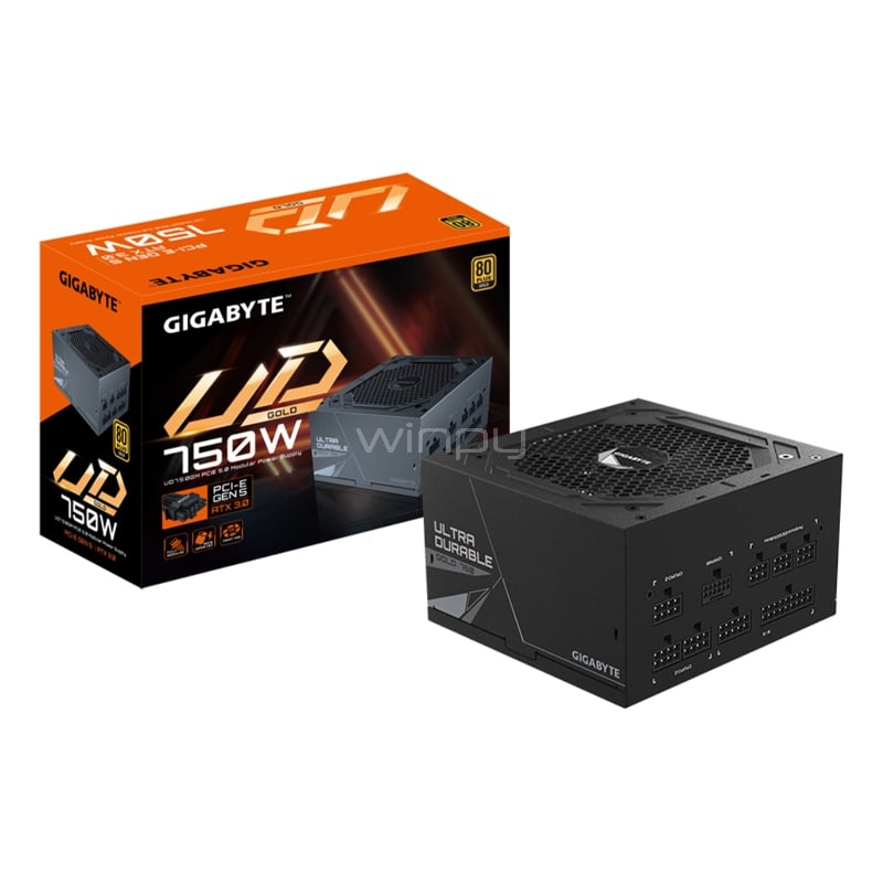 Fuente de Poder Gigabyte UD750GM PG5 de 750W (Full Modular, Certificada 80+ Gold, ATX)