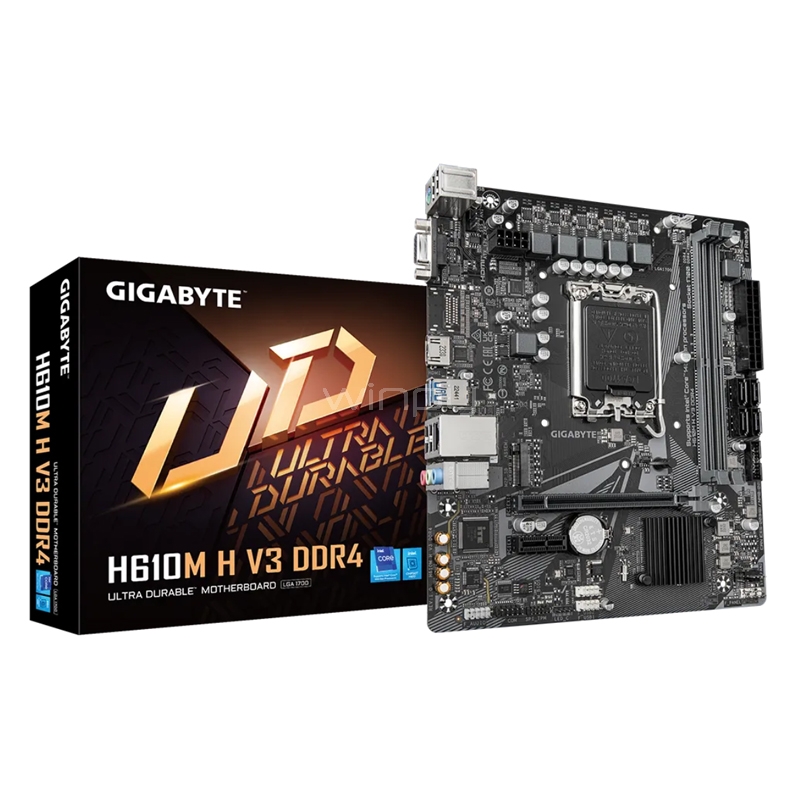 Placa madre Gigabyte H610M H V3 DDR4 (LGA1700, DDR4 2133/3200MHz, M.2, Micro ATX)