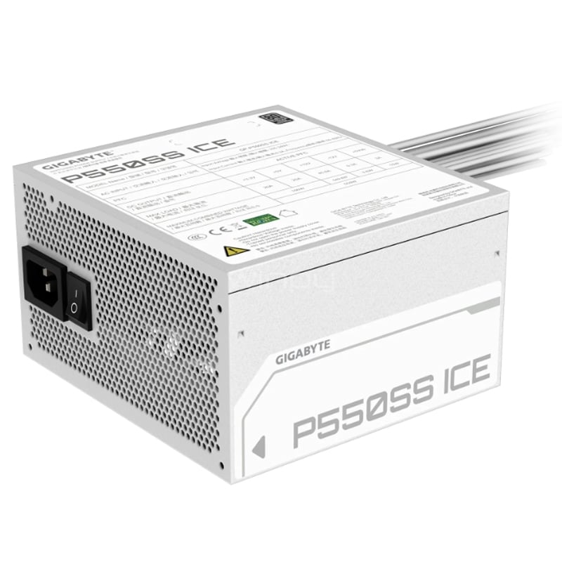 Fuente de Poder Gigabyte P550SS ICE de 550W (Certificada 80+ Silver, ATX 3.1, Blanca)