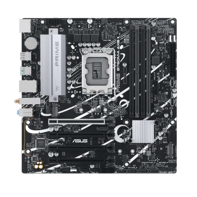 Placa Madre ASUS PRIME B760M-A AX6 II (LGA1700, DDR5 4800/7200+MHz, M.2 x3, Micro ATX)