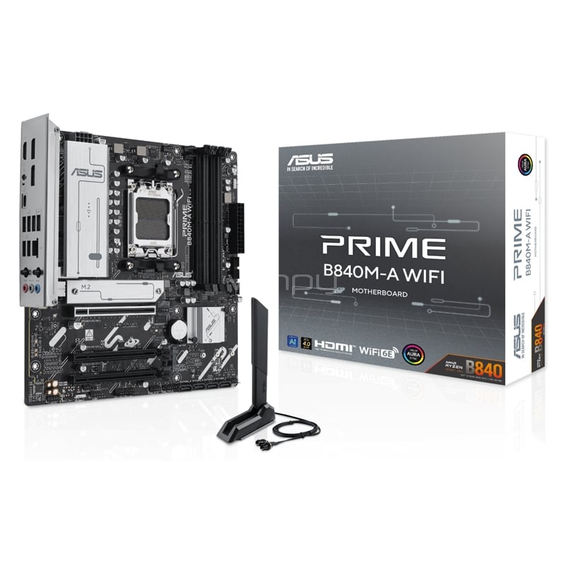 Placa Madre ASUS PRIME B840M-A WIFI (AM5, DDR5 7600+MHz, M.2 x3, MicroATX)