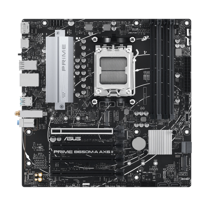 Placa Madre ASUS PRIME B650M-A AX6 II-CSM (AM5, DDR5 7600+MHz, M.2 x2, MicroATX)