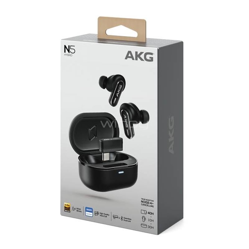 Audífonos Inalámbricos AKG N5 Hybrid (ANC, Bluetooth/DongleUSB, Audio Espacial, Negro)