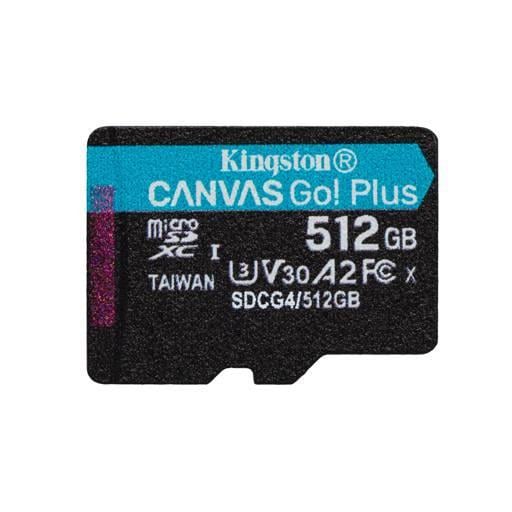 Tarjeta MicroSD Kingston Canvas Go! Plus de 512GB (U3, V30, hasta 200MB/s, Adaptador SD)
