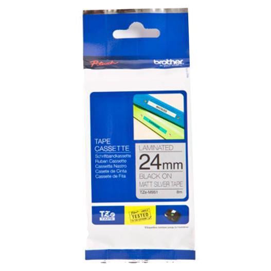 Cinta Brother TZe-S951 para Impresora de Etiquetas (8m, Matte Plateado)
